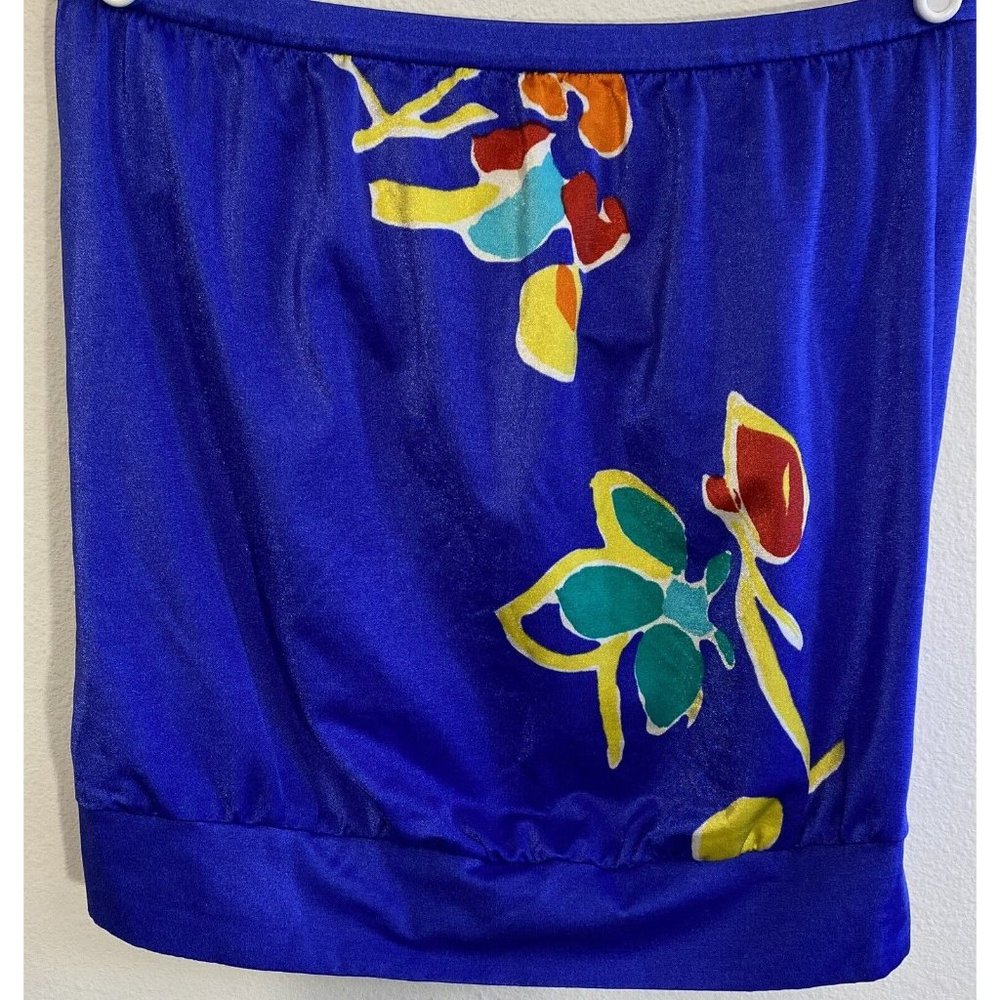 Vintage eStewart size 12 tube top strapless tankini blue Swim Top swimsuit